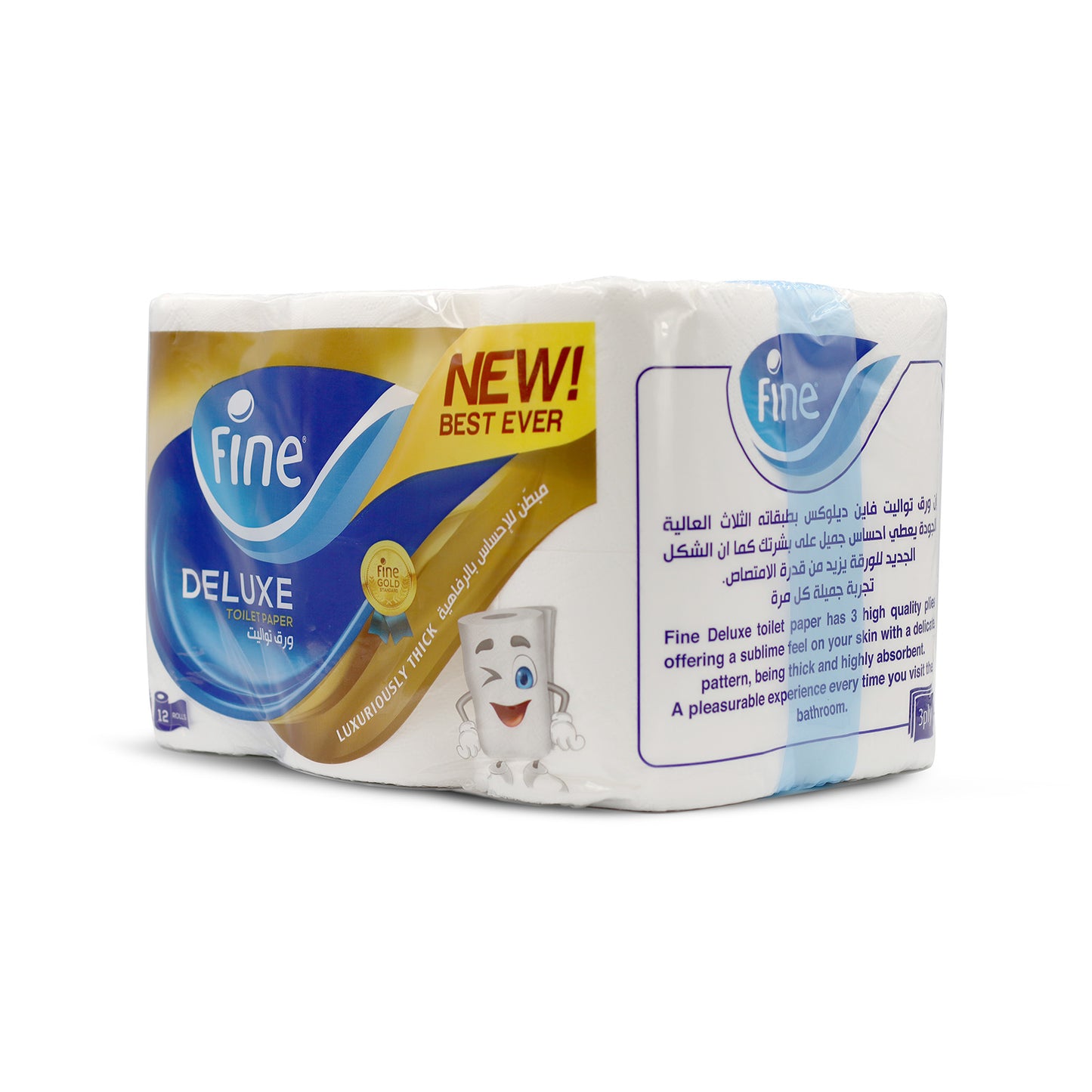 Fine Deluxe Toilet Paper 140 Sheets 3 Ply (12 rolls)
